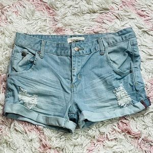 Light blue destroyed Jean shorts